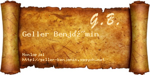 Geller Benjámin névjegykártya